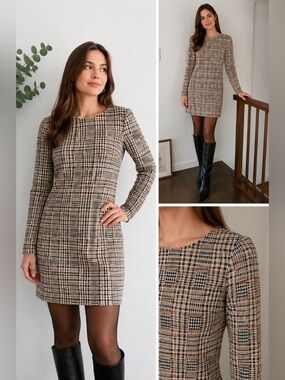 Sinsay Brown Plaid Knit Dress Size Small